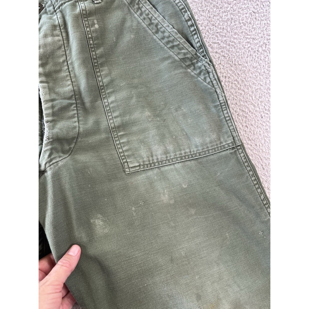 Vintage US Army OG-507 Baker Trousers Womens 34x23 Button Fly Distressed Patched - Picture 4 of 16